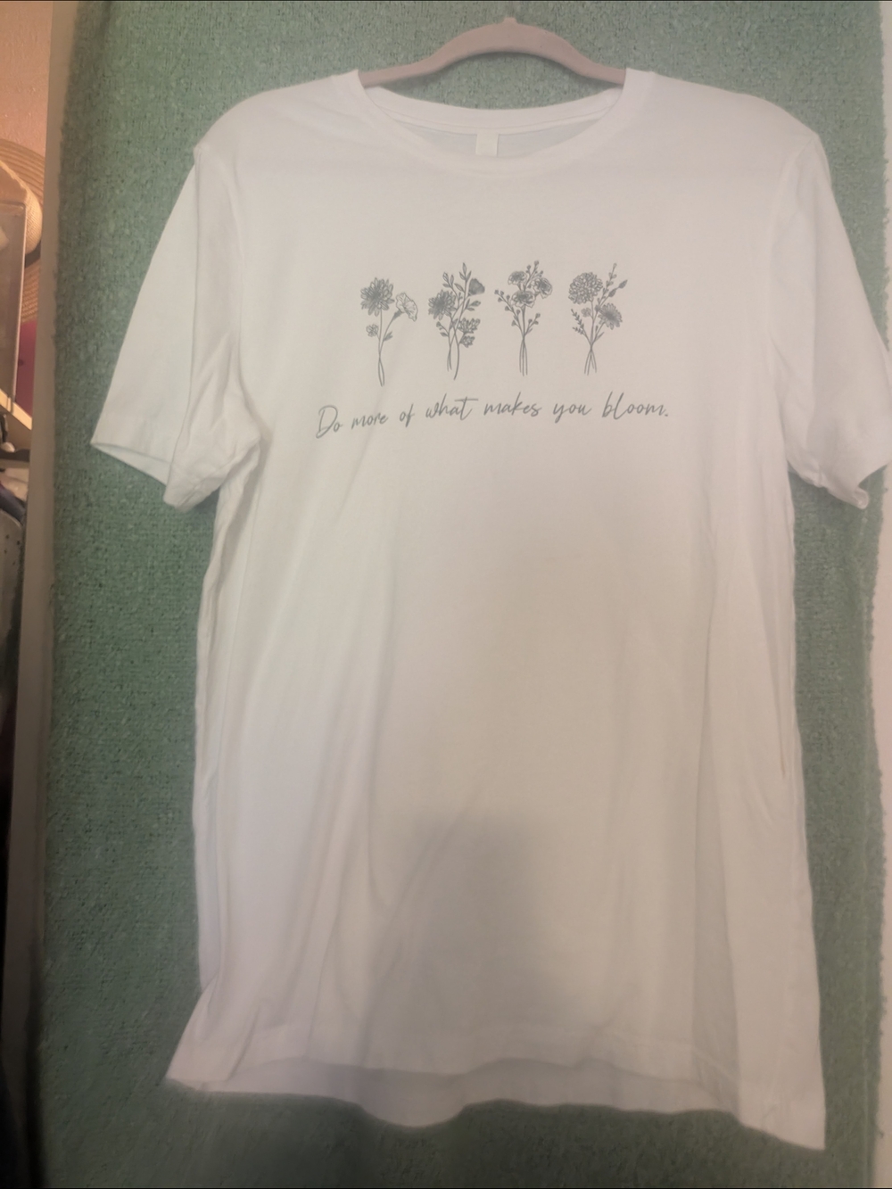 Bella Canvas White Tee with Gray Floral Script
